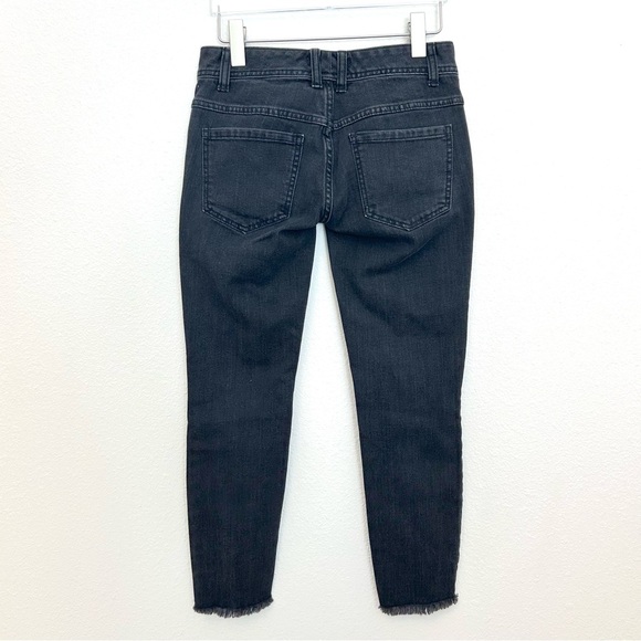 Free People Black Denim Jeans Pants Bella Swan Destroyed Hem Black Size 25 - Picture 8 of 13